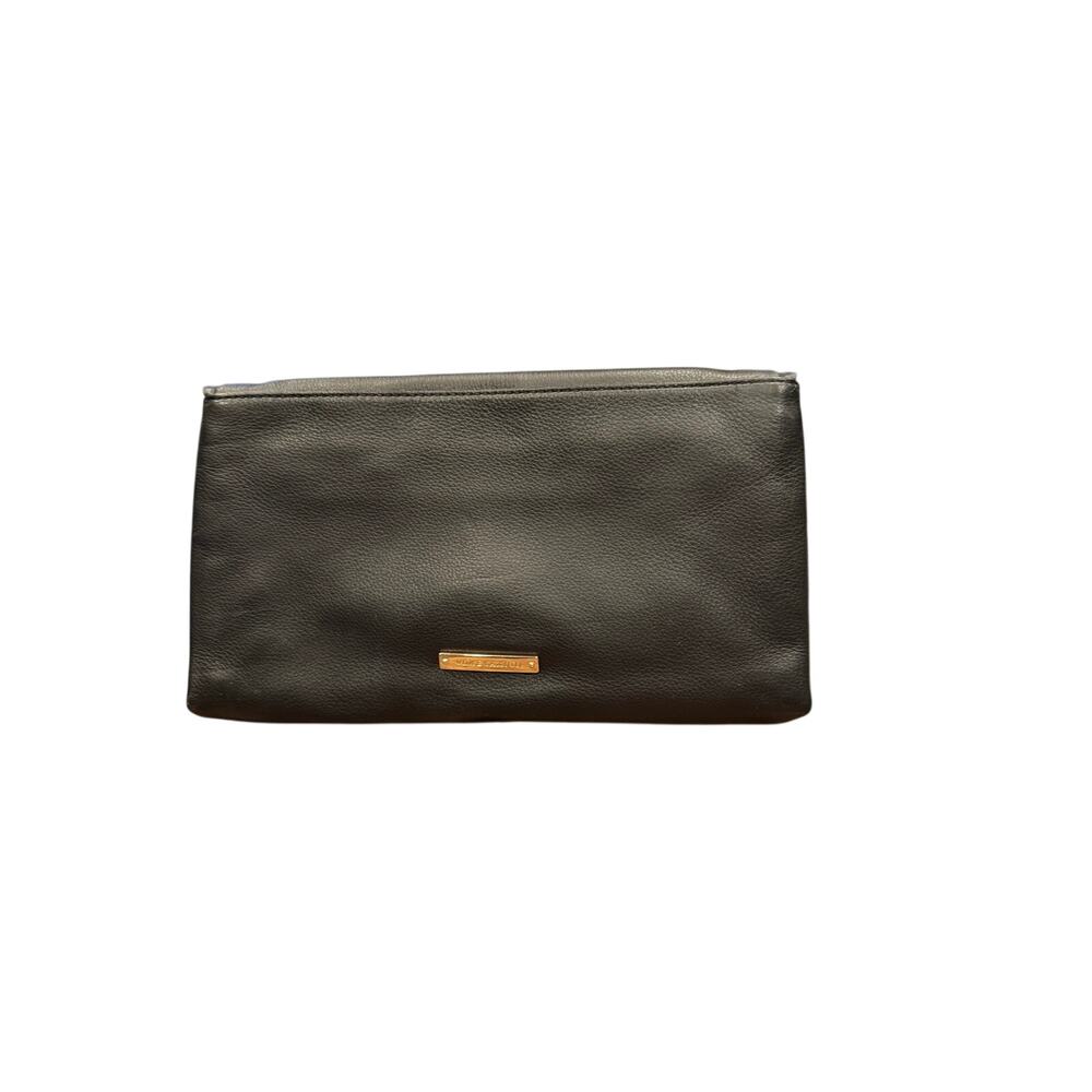 Genuine leather Vince Camuto  clutch with gold chain accent.